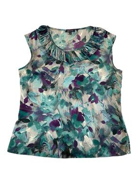 Anne Klein Teal & Purple Ruffle-Neck Sleeveless Camisole